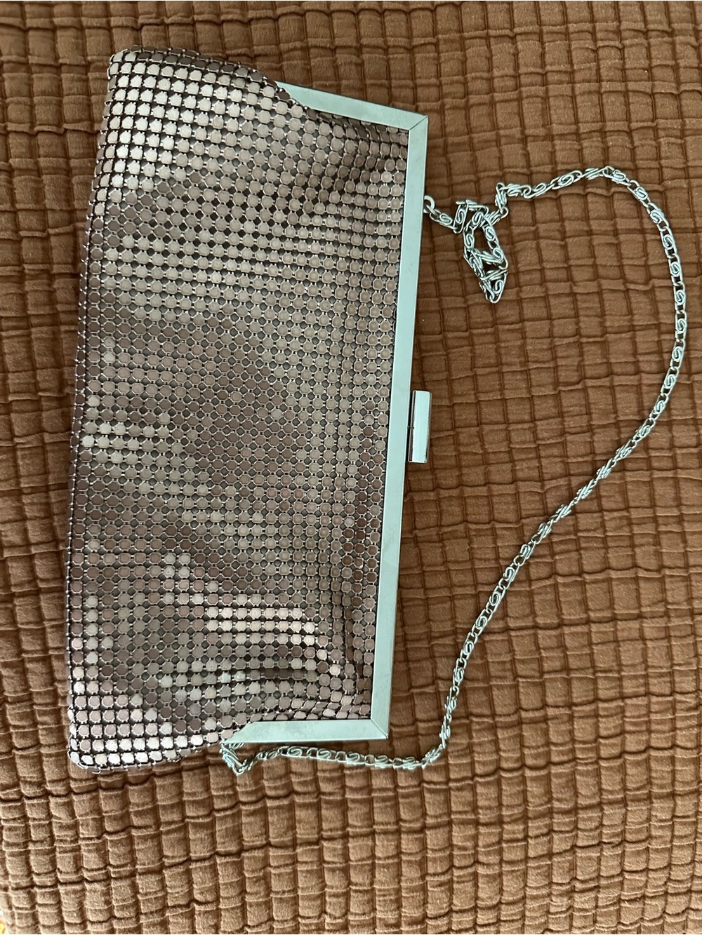 Style&co Champagne Pink Metallic Mesh Evening Clutch Purse
